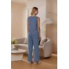 imageEkouaer Womens 2 Piece Lounge Set 2025 Summer Matching Sets Sleeveless Vneck Tank Top Long Pants Pajamas Knit OutfitsRoyal Blue