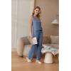 imageEkouaer Womens 2 Piece Lounge Set 2025 Summer Matching Sets Sleeveless Vneck Tank Top Long Pants Pajamas Knit OutfitsRoyal Blue