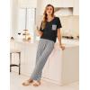 imageEkouaer Womens 3 Piece Pajama Set Short Sleeve Sleepwear Pj Set Top and Shorts Pants Pjs with PocketsBlack White Stripe