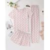 imageEkouaer Womens 3 Piece Pajama Set Short Sleeve Sleepwear Pj Set Top and Shorts Pants Pjs with PocketsFlamingo Print
