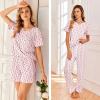 imageEkouaer Womens 3 Piece Pajama Set Short Sleeve Sleepwear Pj Set Top and Shorts Pants Pjs with PocketsFlamingo Print