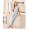 imageEkouaer Womens 3 Piece Pajama Set Short Sleeve Sleepwear Pj Set Top and Shorts Pants Pjs with PocketsGray Stripe