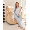 imageEkouaer Womens 3 Piece Pajama Set Short Sleeve Sleepwear Pj Set Top and Shorts Pants Pjs with PocketsGray Stripe