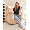 imageEkouaer Womens 3 Piece Pajama Set Short Sleeve Sleepwear Pj Set Top and Shorts Pants Pjs with PocketsLight Gray Plaid