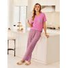 imageEkouaer Womens 3 Piece Pajama Set Short Sleeve Sleepwear Pj Set Top and Shorts Pants Pjs with PocketsPink Black Plaid
