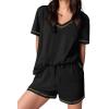 imageEkouaer Womens Pajamas Sets Soft Cotton Pjs Short Sleeve Lounge Sets Casual Two Piece Pjs With PocketsBlack2