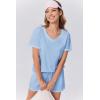 imageEkouaer Womens Pajamas Sets Soft Cotton Pjs Short Sleeve Lounge Sets Casual Two Piece Pjs With PocketsBlue
