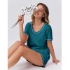 imageEkouaer Womens Pajamas Sets Soft Cotton Pjs Short Sleeve Lounge Sets Casual Two Piece Pjs With PocketsBlue Green