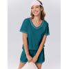 imageEkouaer Womens Pajamas Sets Soft Cotton Pjs Short Sleeve Lounge Sets Casual Two Piece Pjs With PocketsBlue Green