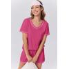 imageEkouaer Womens Pajamas Sets Soft Cotton Pjs Short Sleeve Lounge Sets Casual Two Piece Pjs With PocketsHot Pink