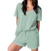 imageEkouaer Womens Pajamas Sets Soft Cotton Pjs Short Sleeve Lounge Sets Casual Two Piece Pjs With PocketsIce Green