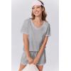 imageEkouaer Womens Pajamas Sets Soft Cotton Pjs Short Sleeve Lounge Sets Casual Two Piece Pjs With PocketsLight Grey