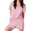 imageEkouaer Womens Pajamas Sets Soft Cotton Pjs Short Sleeve Lounge Sets Casual Two Piece Pjs With PocketsPink