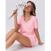 imageEkouaer Womens Pajamas Sets Soft Cotton Pjs Short Sleeve Lounge Sets Casual Two Piece Pjs With PocketsPink