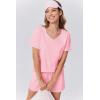 imageEkouaer Womens Pajamas Sets Soft Cotton Pjs Short Sleeve Lounge Sets Casual Two Piece Pjs With PocketsPink