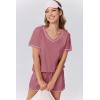 imageEkouaer Womens Pajamas Sets Soft Cotton Pjs Short Sleeve Lounge Sets Casual Two Piece Pjs With PocketsRose Red