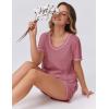 imageEkouaer Womens Pajamas Sets Soft Cotton Pjs Short Sleeve Lounge Sets Casual Two Piece Pjs With PocketsRose Red