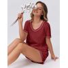 imageEkouaer Womens Pajamas Sets Soft Cotton Pjs Short Sleeve Lounge Sets Casual Two Piece Pjs With PocketsWine Red
