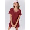 imageEkouaer Womens Pajamas Sets Soft Cotton Pjs Short Sleeve Lounge Sets Casual Two Piece Pjs With PocketsWine Red