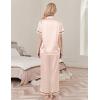 imageEkouaer Womens Silk Pajamas Set Short Sleeve Satin Pjs 2 Piece Soft Loungewear with Pants Button Down SleepwearChampagne
