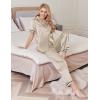imageEkouaer Womens Silk Pajamas Set Short Sleeve Satin Pjs 2 Piece Soft Loungewear with Pants Button Down SleepwearMoon Gray