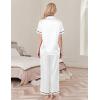 imageEkouaer Womens Silk Pajamas Set Short Sleeve Satin Pjs 2 Piece Soft Loungewear with Pants Button Down SleepwearWhite