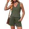 imageEkouaer Pajamas for Women Set Cute Pjs Soft Sleepwear Summer Sleeveless Tops and Shorts Travel Lounge Sets with PocketsArmy Green