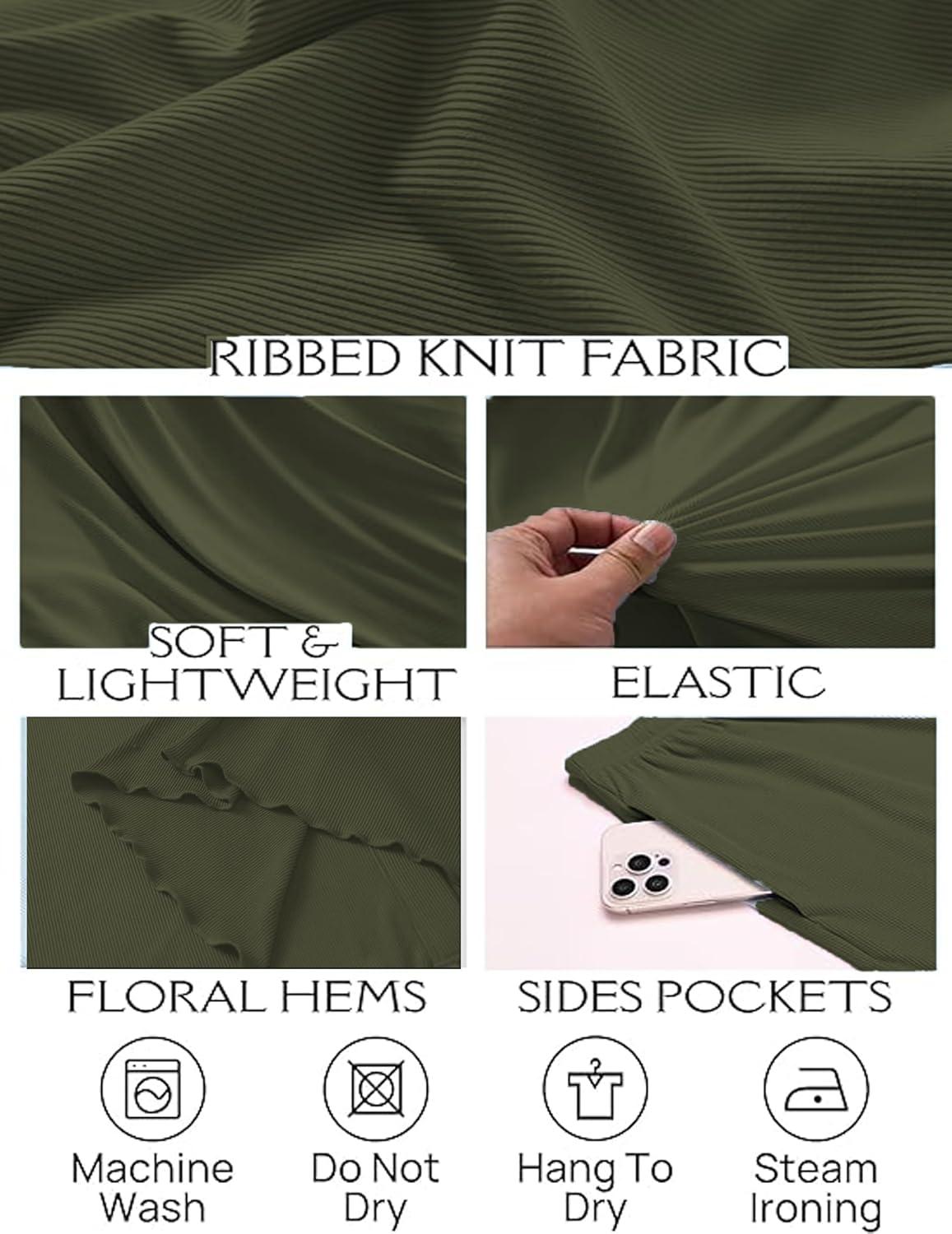 imageEkouaer Womens Ribbed Knit Lounge Set Short Sleeve Button Down Top and Shorts Pajama Set 2 Piece Sleepwear Outfits SetArmy Green