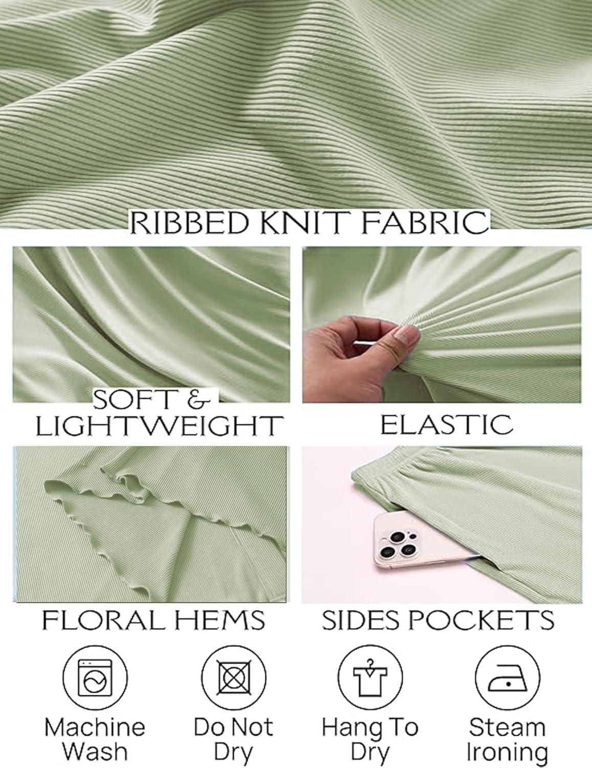 imageEkouaer Womens Ribbed Knit Lounge Set Short Sleeve Button Down Top and Shorts Pajama Set 2 Piece Sleepwear Outfits SetLight Green