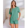 imageEkouaer Pajama Set for Women Viscose from Bamboo Short Sleeve Tops and Shorts Set 2 Piece Lounge SetGreen