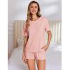 imageEkouaer Pajama Set for Women Viscose from Bamboo Short Sleeve Tops and Shorts Set 2 Piece Lounge SetPink