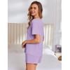 imageEkouaer Pajama Set for Women Viscose from Bamboo Short Sleeve Tops and Shorts Set 2 Piece Lounge SetPurple