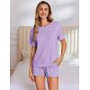imageEkouaer Pajama Set for Women Viscose from Bamboo Short Sleeve Tops and Shorts Set 2 Piece Lounge SetPurple