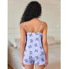 imageEkouaer Pajama Sets for Women 2 Piece Soft Lingerie Sleepwear Cute Print Cami Pj Shorts Set Lace NightwearBlue Butterfly