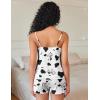 imageEkouaer Pajama Sets for Women 2 Piece Soft Lingerie Sleepwear Cute Print Cami Pj Shorts Set Lace NightwearCow