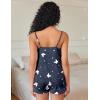 imageEkouaer Pajama Sets for Women 2 Piece Soft Lingerie Sleepwear Cute Print Cami Pj Shorts Set Lace NightwearNavy Blue Star