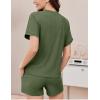 imageEkouaer Pajamas Set 2 Piece Ribbed Knit Pjs Short Sleeve Tops and Shorts Sleepwear Summer Pajama Soft Lounge Sets SXXLArmy Green