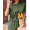 imageEkouaer Pajamas Set 2 Piece Ribbed Knit Pjs Short Sleeve Tops and Shorts Sleepwear Summer Pajama Soft Lounge Sets SXXLArmy Green