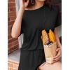 imageEkouaer Pajamas Set 2 Piece Ribbed Knit Pjs Short Sleeve Tops and Shorts Sleepwear Summer Pajama Soft Lounge Sets SXXLBlack