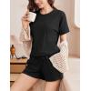 imageEkouaer Pajamas Set 2 Piece Ribbed Knit Pjs Short Sleeve Tops and Shorts Sleepwear Summer Pajama Soft Lounge Sets SXXLBlack