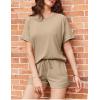 imageEkouaer Pajamas Set 2 Piece Ribbed Knit Pjs Short Sleeve Tops and Shorts Sleepwear Summer Pajama Soft Lounge Sets SXXLKhaki