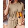 imageEkouaer Pajamas Set 2 Piece Ribbed Knit Pjs Short Sleeve Tops and Shorts Sleepwear Summer Pajama Soft Lounge Sets SXXLKhaki