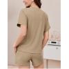 imageEkouaer Pajamas Set 2 Piece Ribbed Knit Pjs Short Sleeve Tops and Shorts Sleepwear Summer Pajama Soft Lounge Sets SXXLKhaki