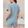 imageEkouaer Pajamas Set 2 Piece Ribbed Knit Pjs Short Sleeve Tops and Shorts Sleepwear Summer Pajama Soft Lounge Sets SXXLLight Blue