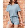 imageEkouaer Pajamas Set 2 Piece Ribbed Knit Pjs Short Sleeve Tops and Shorts Sleepwear Summer Pajama Soft Lounge Sets SXXLLight Blue