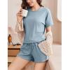 imageEkouaer Pajamas Set 2 Piece Ribbed Knit Pjs Short Sleeve Tops and Shorts Sleepwear Summer Pajama Soft Lounge Sets SXXLLight Blue