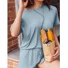 imageEkouaer Pajamas Set 2 Piece Ribbed Knit Pjs Short Sleeve Tops and Shorts Sleepwear Summer Pajama Soft Lounge Sets SXXLLight Blue