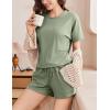 imageEkouaer Pajamas Set 2 Piece Ribbed Knit Pjs Short Sleeve Tops and Shorts Sleepwear Summer Pajama Soft Lounge Sets SXXLLight Green