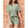 imageEkouaer Pajamas Set 2 Piece Ribbed Knit Pjs Short Sleeve Tops and Shorts Sleepwear Summer Pajama Soft Lounge Sets SXXLLight Green
