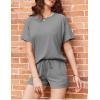 imageEkouaer Pajamas Set 2 Piece Ribbed Knit Pjs Short Sleeve Tops and Shorts Sleepwear Summer Pajama Soft Lounge Sets SXXLLight Grey